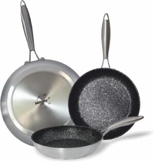Bastilipo - Poele en fonte d'aluminium 24 cm, antiadhesive en pierre, full induction, Titanium pro 24 cm