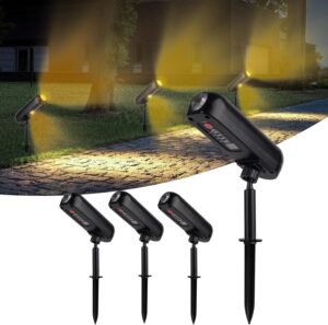 T-SUN Lot de 4 Spot Solaire 3000K Lampe Solaire Exterieur Etanche IP65 Projecteur Solaire Exterieur 2 Modes Eclairage Exterieur Sola