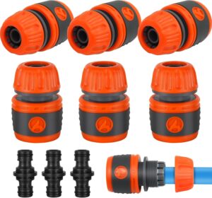 Embout Tuyau Arrosage, Raccord Tuyau D'arrosage, 9 Pieces Kit de Raccordement avec Accessoires de Raccord, Tuyau Arrosage Necessaire