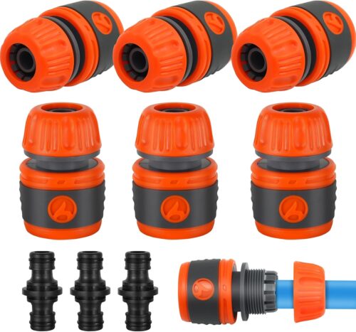 Embout Tuyau Arrosage, Raccord Tuyau D'arrosage, 9 Pieces Kit de Raccordement avec Accessoires de Raccord, Tuyau Arrosage Necessaire