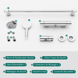 Mitigeur de douche thermostatique MORADO 3 jets chromé
