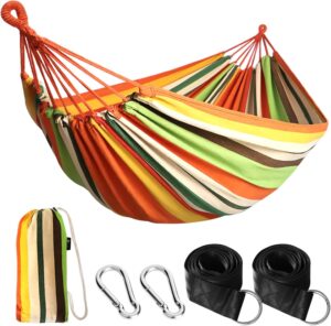 Anyoo Hamac d'exterieur de Camping, en Plein air Portable en Toile, Leger avec Sangles respectueuses des Arbres, Sac de Transport, P