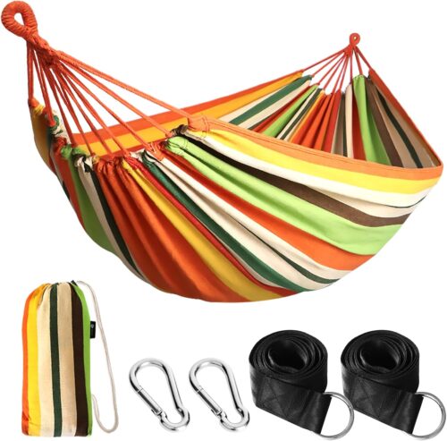 Anyoo Hamac d'exterieur de Camping, en Plein air Portable en Toile, Leger avec Sangles respectueuses des Arbres, Sac de Transport, P