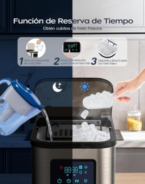 Machine à glaçons acier inoxydable, écran LED, 2 tailles