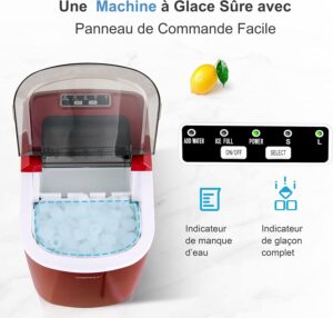 Machine à glaçons GOPLUS 12 kg/24h auto-nettoyage rouge