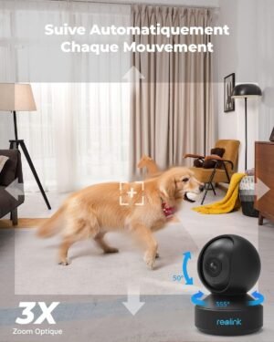 Reolink 5MP PTZ Indoor WiFi Surveillance Camera 2.45GHz, Bidirectional Audio, E1 3X Optical Zoom, Motion Detection Alerts, Night