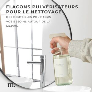 MaisoNovo vaporisateur en verre pour le nettoyage - 500 ml transparent lot de 2 avec 16 etiquettes - pulverisateur - spray vide - Sp