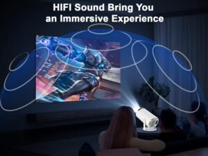 Mini Portable Auto Keystone Projector, 4K200 ANSI Smart Projector with WiFi 6, BT 5.0, 130 Inch, 180 Degree Flipping, Built-in Andr