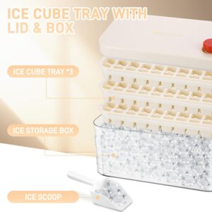 Bac à glaçons 150 cubes avec couvercle et pelle beige