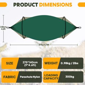 NATUREFUN Hamac de camping ultra-leger Hamac en filet anti-moustiques Capacite de charge de 300 kg, nylon de parachute respirant a