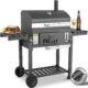 Barbecue au Charbon de Bois, XXL Grill a Charbon avec Couvercle, Barbecue Charbon de Bois Grande Taille avec Cheminee, Barbecue Char