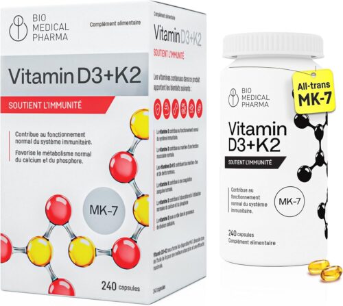 Vitamine D3 K2 MK-7 5000 UI/100 µg - 240 gélules huile