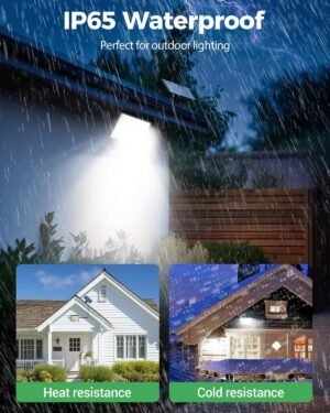 LOTMOS Lampe Solaire Exterieur Detecteur de Mouvement avec Telecommande, 342 LED Lumiere Solaire IP65 Etanche Spot Solaire, 3 Modes