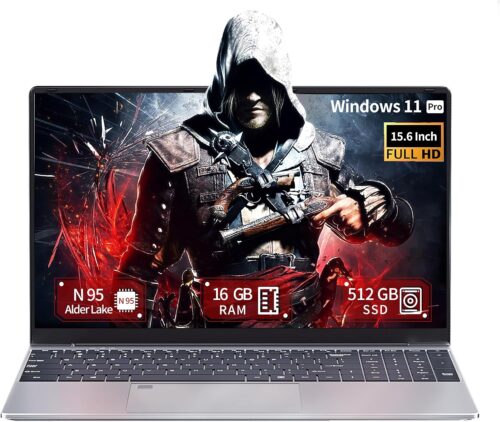 Ekonavi 15.6 Inch Laptop, 16GB RAM 512GB SSD Celeron N95 Laptop, 19201080 FHD IPS Screen Win11 Pro Laptop with Backlit Keyboard, Fi