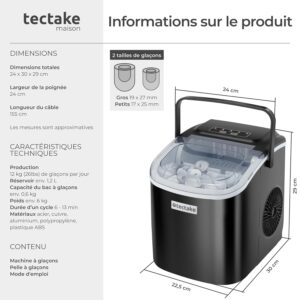 71zUauGUKSL._SL1500_.jpg Machine à glaçons tectake silencieuse, écran tactile