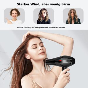 Jooayou Seche Cheveux Professionnel 3000W, Seche Cheveux Ionique, Puissant AC Moteur 3 Niveaux de Temperature 2 Vitesses, seche chev