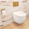 LAVITA Dalia Wall Mounted Toilet with Soft-Close Mechanism and Metal Hinges, Hanging Toilet without Rim, 360 x 520 x 410 cm, Glossy