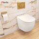 LAVITA Dalia Wall Mounted Toilet with Soft-Close Mechanism and Metal Hinges, Hanging Toilet without Rim, 360 x 520 x 410 cm, Glossy