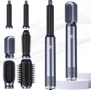Air Styler 6 In 1 Hair Styler avec Seche Cheveux, Brosse Soufflante, Brushing Brosse Soufflante, Brosse Lissante Cheveux, Boucleur a
