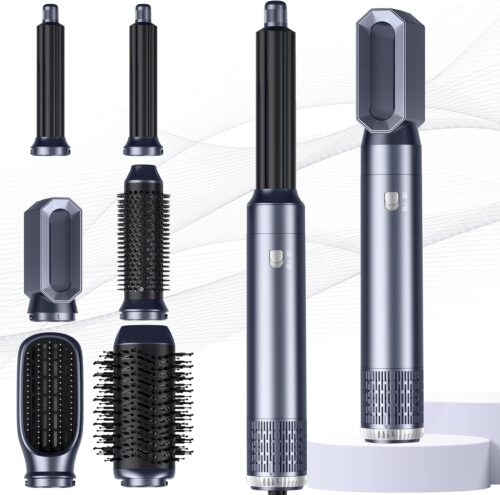 Air Styler 6 In 1 Hair Styler avec Seche Cheveux, Brosse Soufflante, Brushing Brosse Soufflante, Brosse Lissante Cheveux, Boucleur a