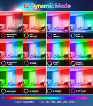 MEIHUA Projecteur LED RGB Barres 42W 2Pack Spot LED Couleur Telecommande, 10 Couleurs 30 Modes, Luminosite Reglable, Etanche IP66,