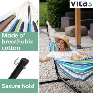 Hamac sur pied Vita5 2 pers toile coton, support solide