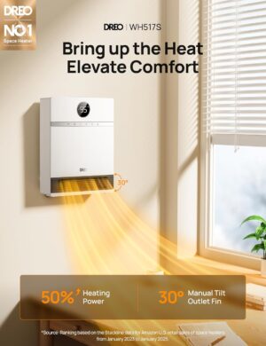 810HFtStjkL._AC_SL1500_.jpg Dreo Chauffage mural intelligent, ventilateur de sortie 30, 1500 W, thermostat reglable, telecommande, minuterie, chauffage facile