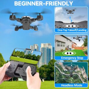 NXPZ Drone avec Double Camera HD pour Debutants, Drone Enfant Pliable, DecollageAtterrissage a Un Bouton, Mode Sans Tete, Vol en Tr