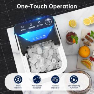 Ice Maker, 120W Ice Maker Small, 8 Ice Cubes in 6 Minutes, 12kg24h, Ice Maker with Infrared Sensor Self-Cleaning for Kitchen, Off