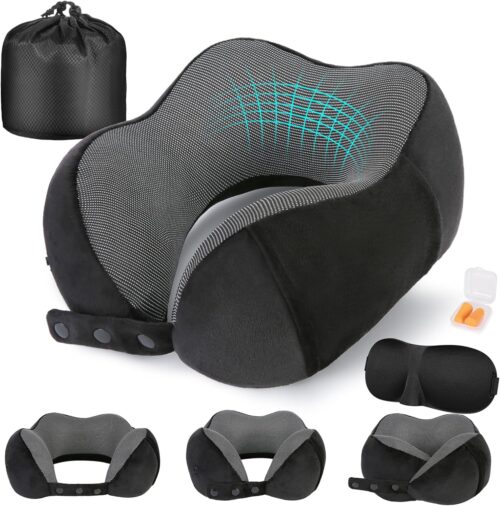 Cirorld Oreiller de Voyage pour Avion, Coussin de Nuque pour Voyage, Oreiller de Voyage en Mousse a Memoire de Forme pour Adultes, O