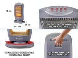 Radiateur halogène oscillant BEPER 1200W silencieux