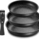 Fadware Lot de 3 poeles - 20 24 28 cm - Avec poignee amovible - Pour tous les types de feux dont induction - Revetement anti-adh