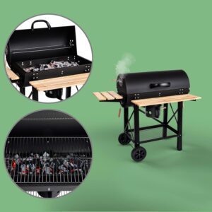 Barbecue charbon de bois LEHMANN, grille XL, 2 étagères bois