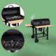 Barbecue charbon de bois LEHMANN, grille XL, 2 étagères bois