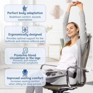Bearrerp Coussin orthopedique en mousse a memoire de forme - Ergonomique - Favorise la circulation sanguine et soulage le coccyx - P