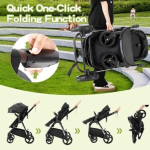 Poussette 3 en 1 Lnhcrbs compacte, châssis alu pliable