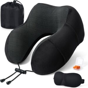 SOMLAW Oreiller de Voyage Avion Coussin Voyage Memoire Forme, Coussin de Voyage Soutien Confort Tete Cou Menton, Oreiller Avion en V