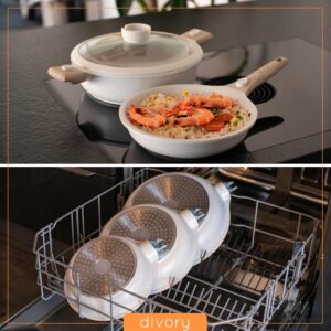 813NPQfLuJL._AC_SL1500_.jpg DIVORY Poele 24 cm I Poignee amovible induction Revetement aluminium - Poele moyenne protege-poele - Poele a induction