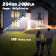 Pxwaxpy Lampe Solaire Exterieur Detecteur de Mouvement, 3 Modes204LED2000LM Lumiere Solaire Exterieure etanche IP65 eclairage Ex