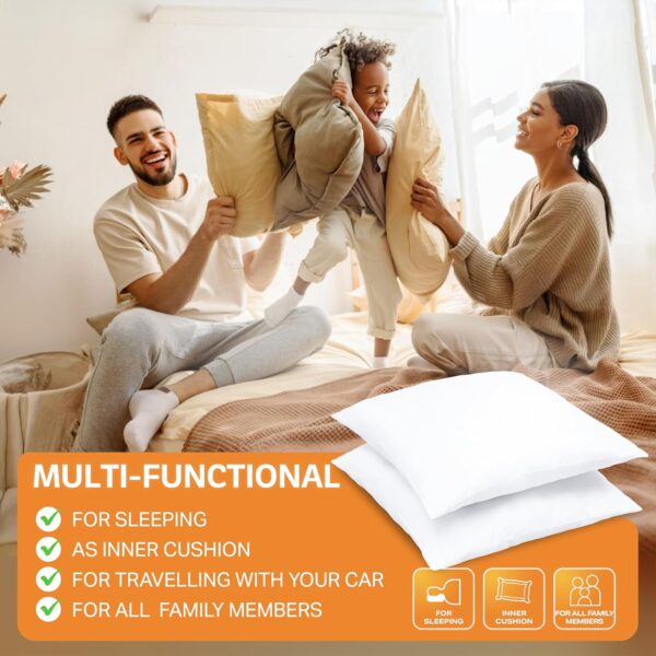 FAM Home Oreiller 60x60 Lot de 2 Anti Acarien I Coussin Rectangulaire Moelleux Microfibre Douces Hypoallergenique Entretien Facile