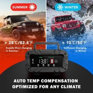 Husgw 12V24V 20A Car Battery Charger, Intelligent Battery Charger with Automatic Repair Function and LCD Display, Lithium Battery C