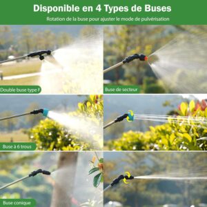 DOUBFIVSY Pulverisateur de Jardin 5L, Pulverisateur Electrique a Batterie Pression avec 4 Buses Reglable, Indicateur du Niveau de Ba