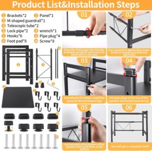 JAMATA Support de four a micro-ondes,2 Niveaux Support de Four a Micro-Ondes Extensible,Etagere Rangement Cuisine Four a Micro Ondes