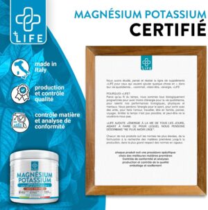 Potassium Magnesium Poudre 300g Orange PiuLife, Avec Vitamine B12, B6, B1, Acide Folique, Vitamine C, Complement Alimentaire Fatigue