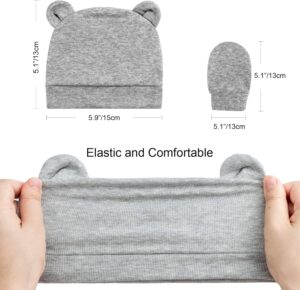 DRESHOW Bonnets de Naissance et Moufles de Protection Bebe Gants Bonnet Nouveau-ne Bambin Doux Mignon Tricote Chapeau 0-6 Mois, Tail