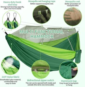 CIRULLI Hamac avec filet anti-moustiquaire, 260 x 140 cm, charge maximale de 300 lb, ultra leger et robuste, hamac portable double n