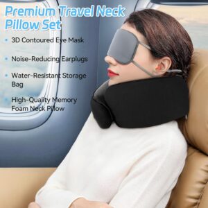 817bJX8zdiL._AC_SL1500_.jpg KUOGAS Coussin de Voyage Oreiller Avion en Mousse Memoire - Coussin Avion Cou Reglable avec Velcro - Oreiller de Voyage avec Masqu