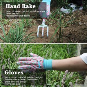 Gardening Tools Set, 16 Piece Floral Gardening Hand Tool Gifts Gardening Gifts for Women and Men, with Pruning Shears and Extra Larg