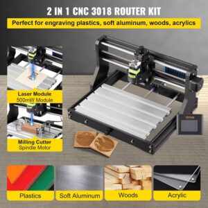 VEVOR Machine a Graver Laser CNC 3018 Graveur Laser 500 mW Zone de Travail 30 x 18 x 4,5 cm GRBL Haute Precision, Machine de Gravure