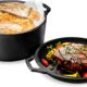 Nutrichef Multi-Cuiseur en Fonte-Cocotte Fonte-Marmite Induction- Casserole Double Pre-Assaisonnee Antiadhesive avec Couvercle et Po